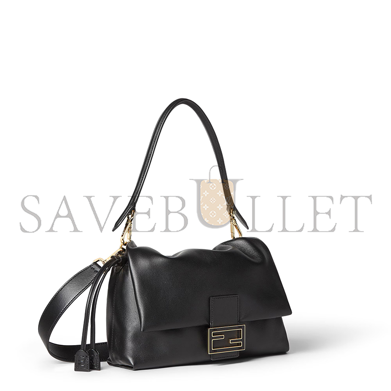 FENDI MAMMA BAGUETTE MEDIUM BLACK NAPPA LEATHER BAG 8BR833AQ0DF0KUR (26.5*18*8.5cm) FENDI MAMMA BAGUETTE MEDIUM BLACK NAPPA LEATHER BAG 8BR833AQ0DF0KUR (26.5*18*8.5cm)